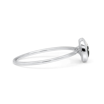 Round Statement Fashion Petite Dainty Thumb Ring Simulated Yin Yang Solid 925 Sterling Silver